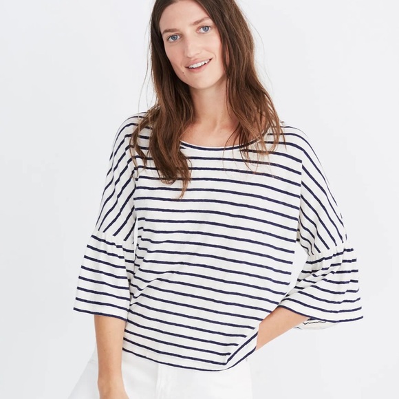 Madewell Flare Sleeve Stripe Tee - Picture 2 of 11